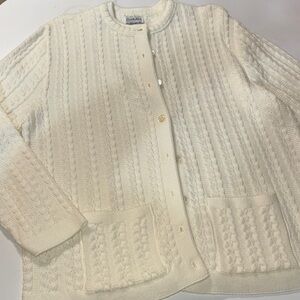 Vintage‎ JCPenney Cream Cable Knit Cardigan NWT